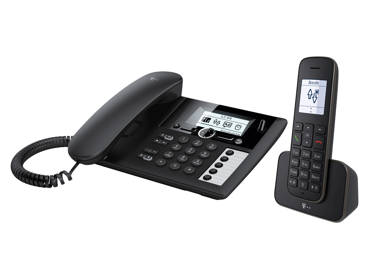 Telekom Sinus PA 207 plus 1 schwarz (Kombination aus Tischtelefon und Mobilteil) IP telefonija
