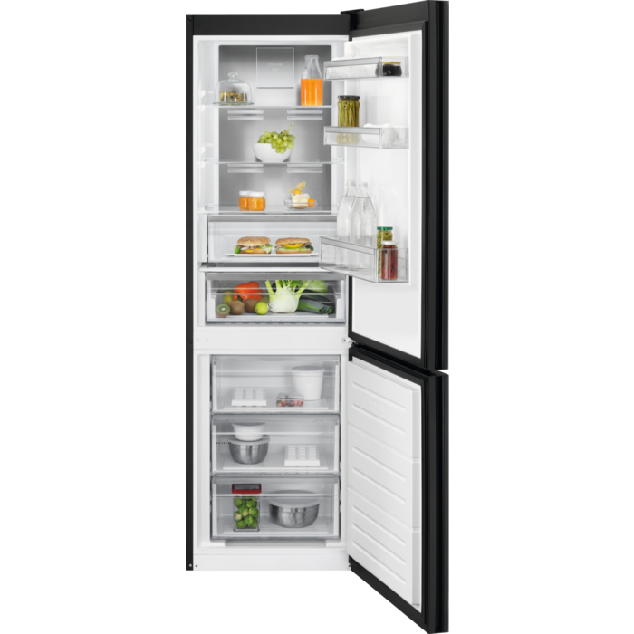 Electrolux ledusskapis ar saldētavu apakšā, 186 cm, melns LNT7ME32M1