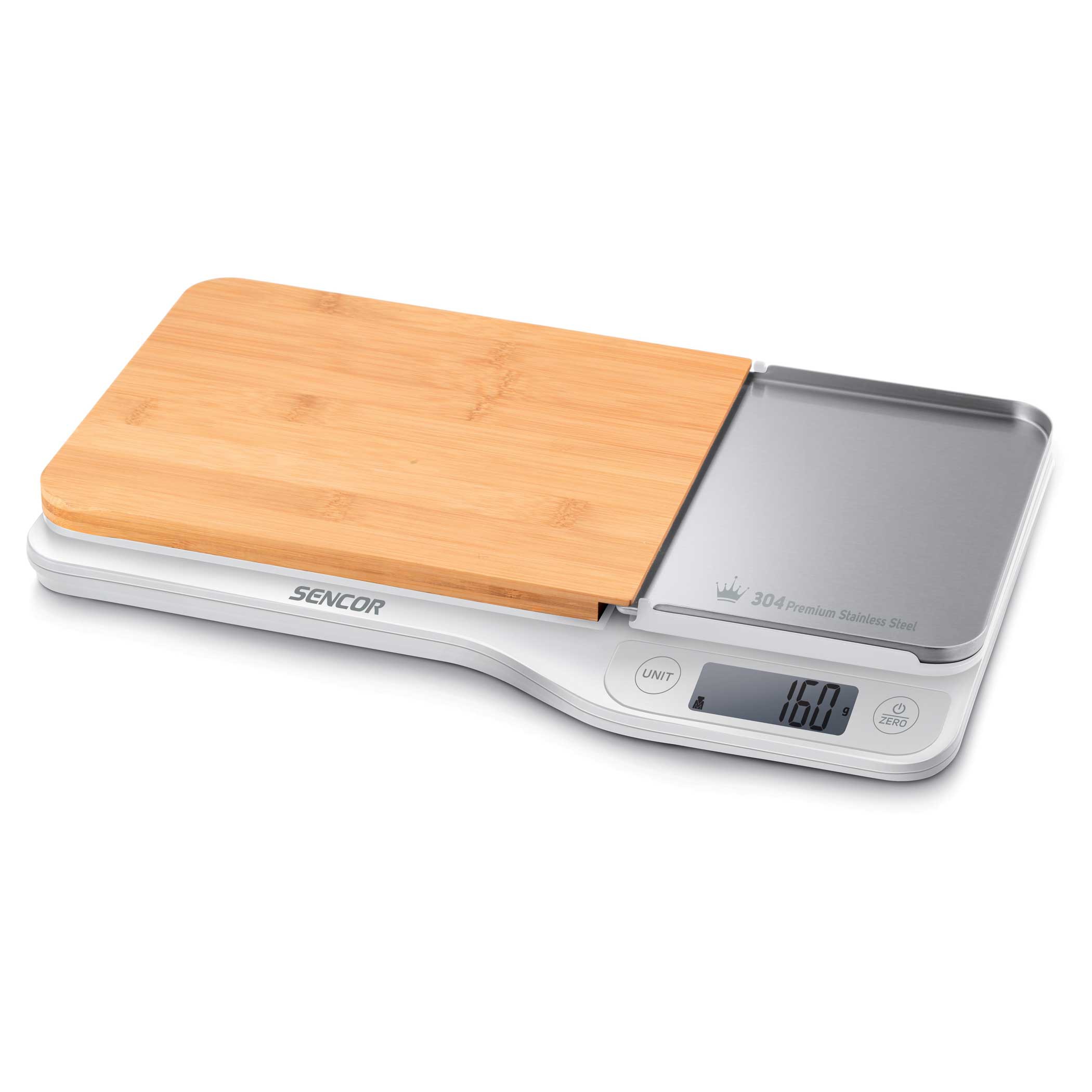 Sencor SKS6501WH Kitchen Scale with Real Bamboo Cutting Board virtuves svari