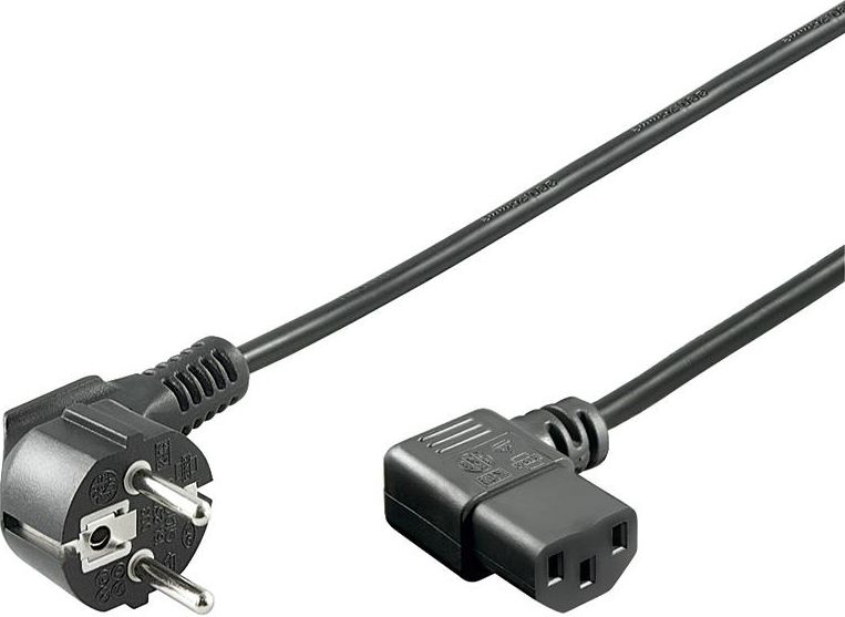 Goobay Netzkabel myth abgewinkeltem Schutzkontakt, cable black, 5 Meter kabelis datoram