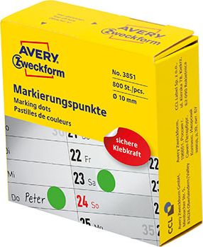 Avery Zweckform Etykiety ZF 3851 kolka 10mm zielone 381348a (4004182040379) uzlīmju printeris