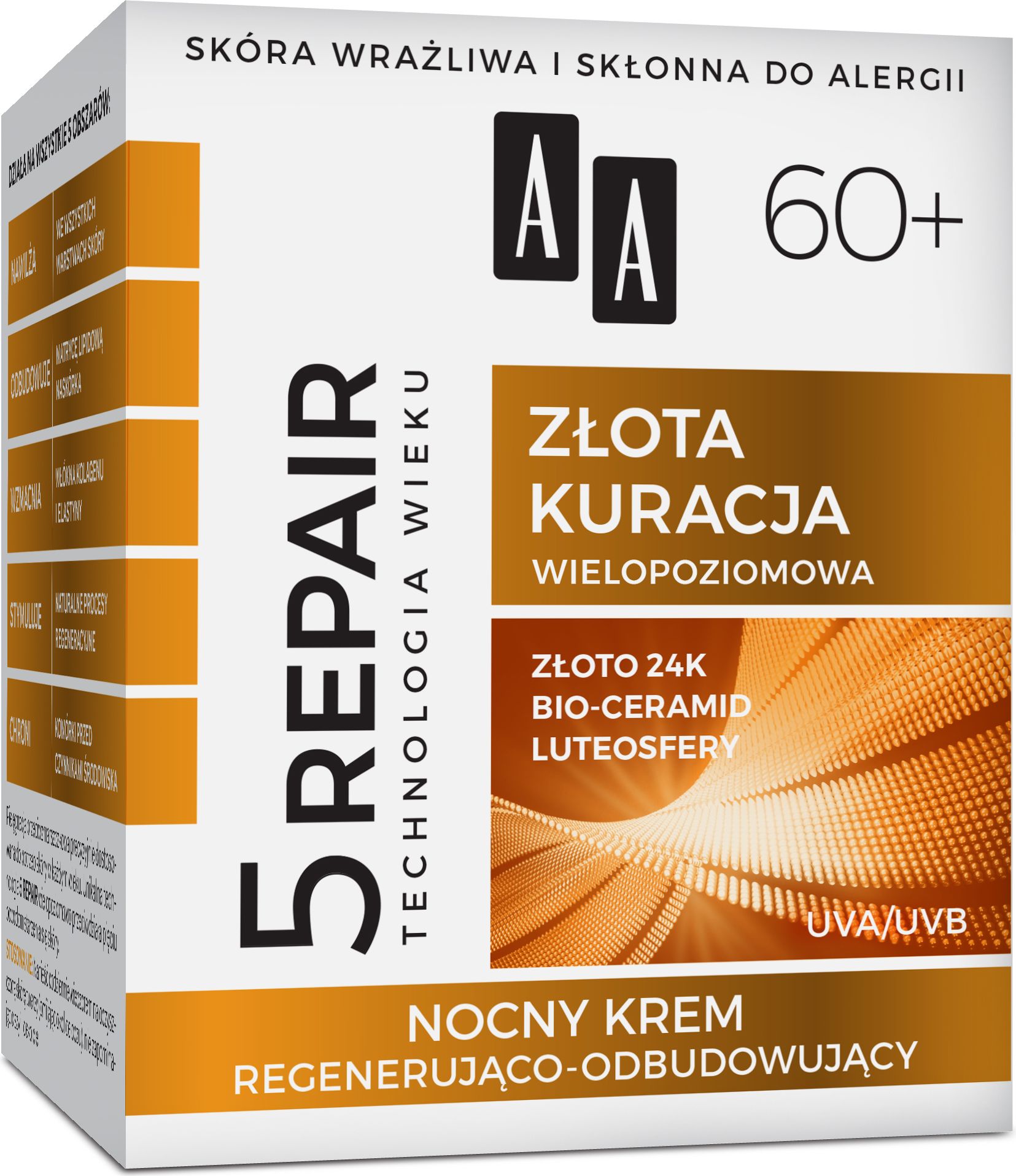 AA Technologia Wieku 5Repair 60+ Zlota Kuracja Krem regenerujaco-odbudowujacy na noc 50ml 053968 (5900116043968) kosmētika ķermenim