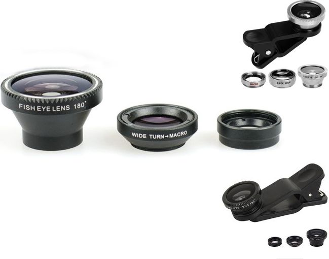 Xrec Lens 3in1 (fish Eye; Macro; Wide Angel) For Phone / Smartphone - Black aksesuārs mobilajiem telefoniem