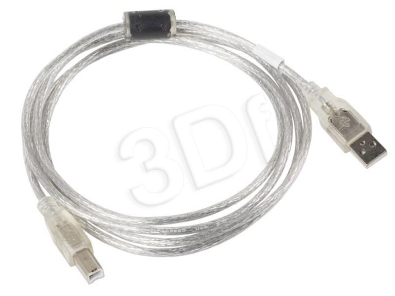 Cable USB 2.0 AM-BM 1.8 Ferryt transparent USB kabelis