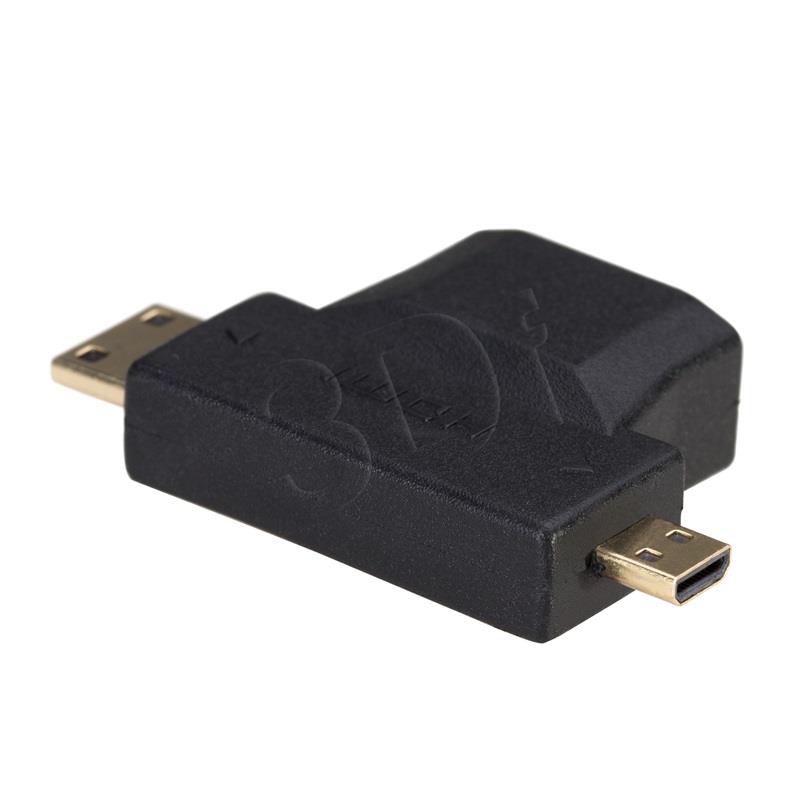 Adapter cyfrowy Akyga AK-AD-23 HDMI - miniHDMI+microHDMI F-M adapteris