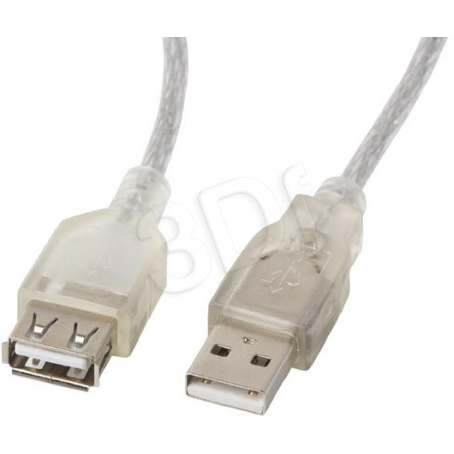 Extension cable USB 2.0 AM-AF Ferrite 5M transparent USB kabelis