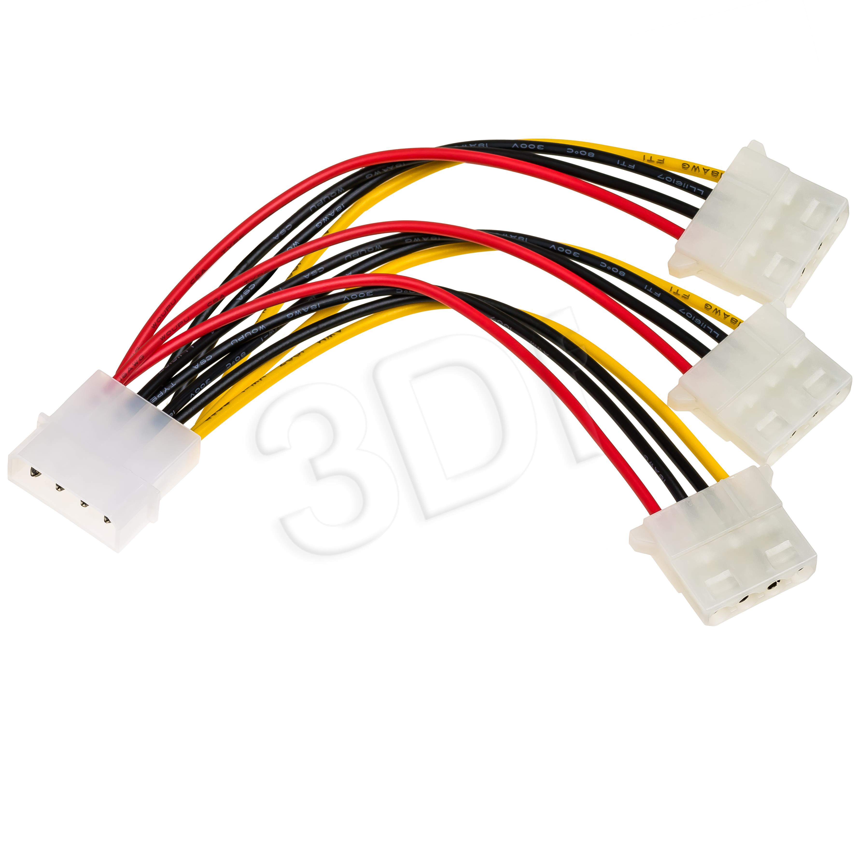 Kabel zasilajcy Akyga AK-CA-40 ( MOLEX - 3x MOLEX F-M PVC 0 15m ) kabelis, vads