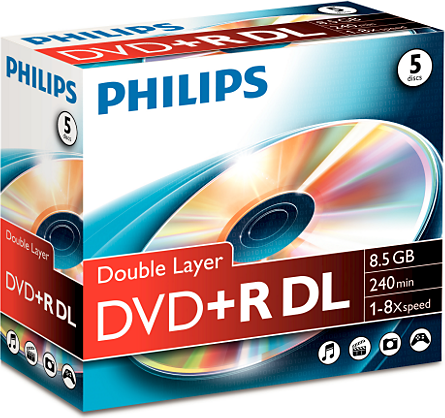 DVD+R Philips 8,5GB 5pcs jewel carton box 8x double matricas