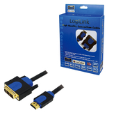HDMI-DVI-Kabel LogiLink Anschl. 18+1pin St/St  1.00m sw 1.4 kabelis video, audio