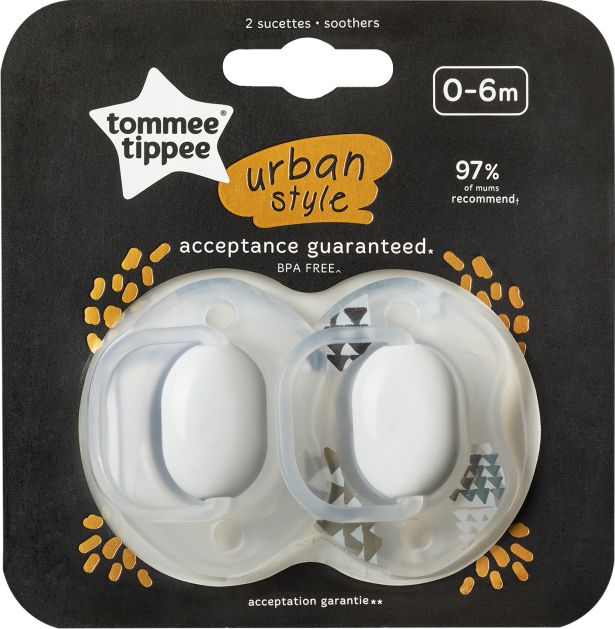 Tommee Tippee Smoczek uspokajajacy Urban unisex 0-6 m-cy 2 szt. TT0369 (5010415334183) māneklītis, knupis