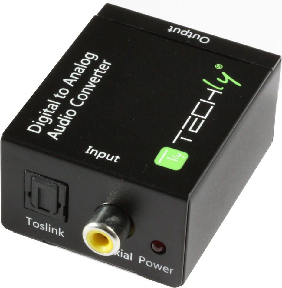 Techly Digital Toslink SPDIF, Coaxial audio to analog L/R RCA converter adapter