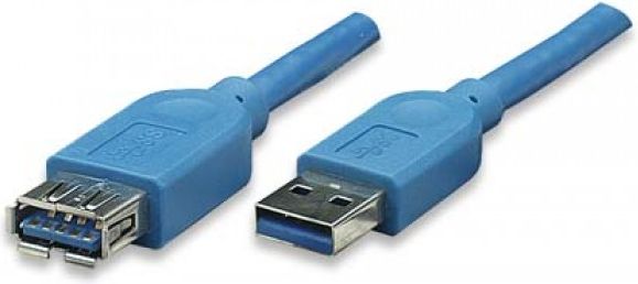 Techly USB3.0 Verlangerungskabel Stecker/Buchse TypA 0,5m bl USB kabelis