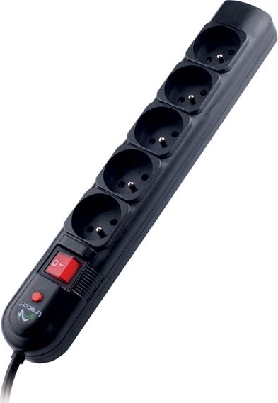 Surge Protector Tracer PowerGuard 1.8m Black (5 sockets) elektrības pagarinātājs