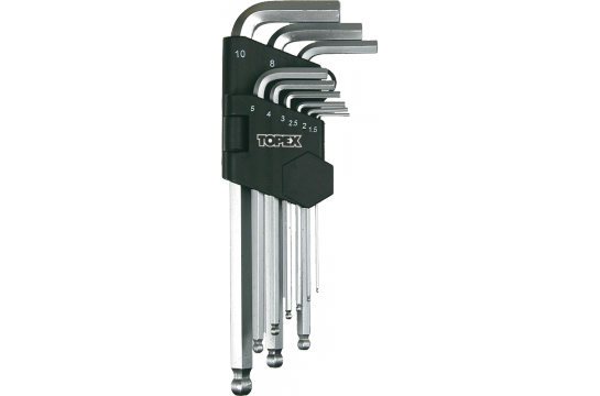 Topex Zestaw kluczy imbusowych hex typ L 1,5-10mm z kulka 9szt. (35D957) 35D957 (5902062371300)