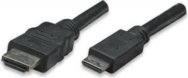 Techly HDMI kabel High Speed mit Ethernet-Mini HDMI, 1,8m sw kabelis, vads