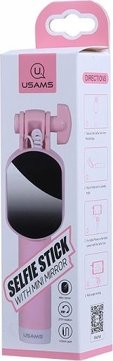 Selfie Stick Mini Mirror ZB3002 3,5mm pink Mobilo telefonu turētāji