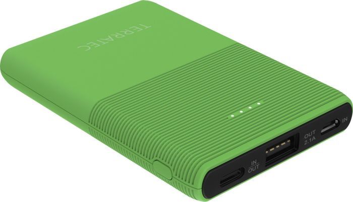 Powerbank TERRATEC P 50 Pocket green flash 5000mAh USB-C Powerbank, mobilā uzlādes iekārta