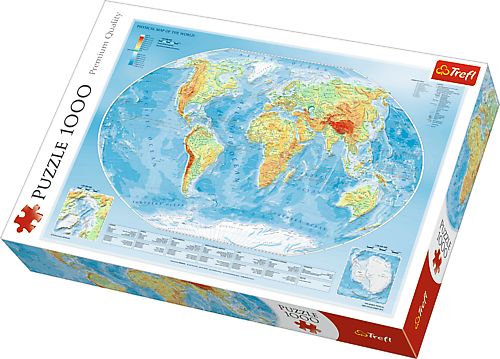 Trefl Puzzle 1000el - Physical map of the world (10463) puzle, puzzle