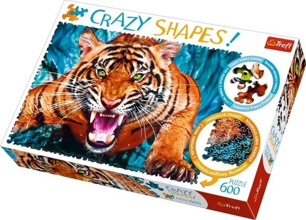 Trefl Puzzle 600 pieces Crazy Shapes - Eye to eye with a tiger puzle, puzzle