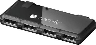 Techly Mini USB 2.0 HUB, 4 Port, schwarz USB centrmezgli
