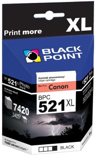 Ink Black Point BPC521BK | Photo black | chip | 7420 p. | Canon CLI-521BK