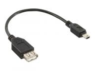 Kabel USB InLine USB A/Mini USB 5pin, 0.2m, Black (33500C) USB kabelis