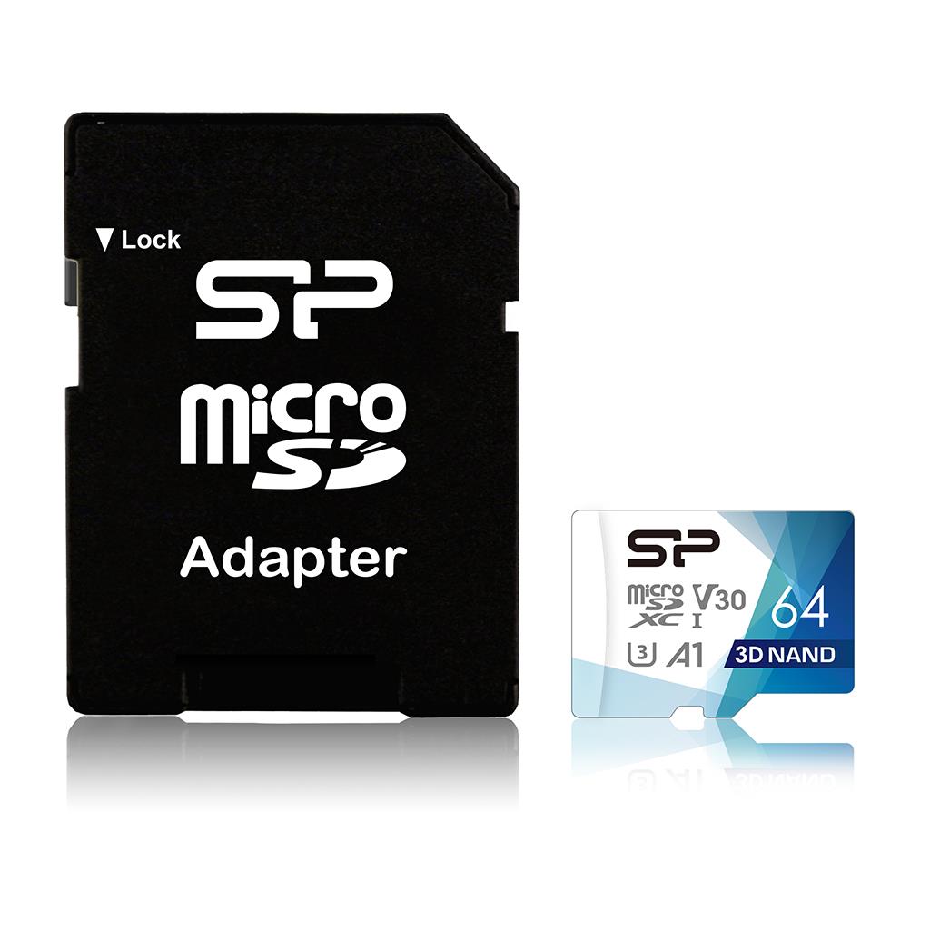 Silicon Power memory card Superior Pro Micro SDXC 64GB UHS-I U3 V30 +adapter atmiņas karte