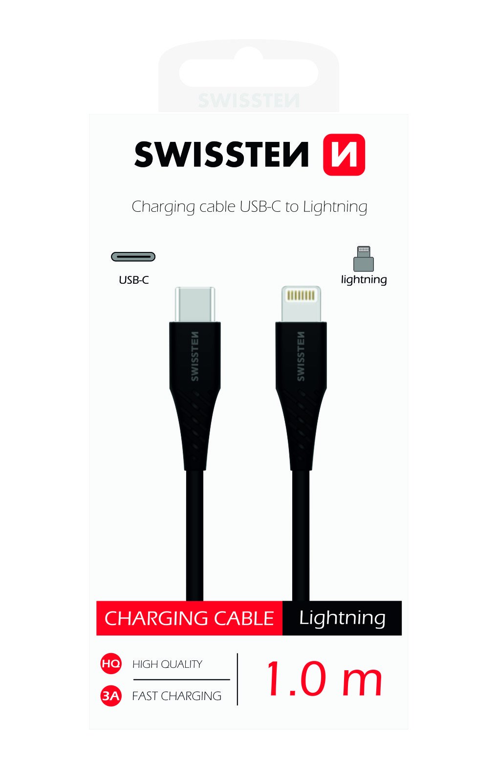 Swissten Basic Universāls Quick Charge 3.1 USB-C uz Lightning Datu un Uzlādes Kabelis 1m Melns iekārtas lādētājs