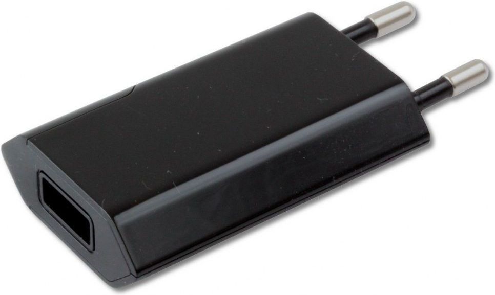 Slim USB charger 230V - 5V/1A black aksesuārs mobilajiem telefoniem