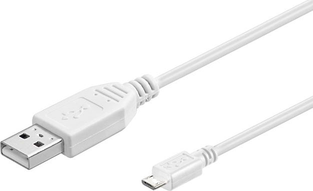 MicroConnect Micro USB Cable, White, 0.3m USB2.0 A - Micro USB B 5P  5711783830986 kabelis, vads