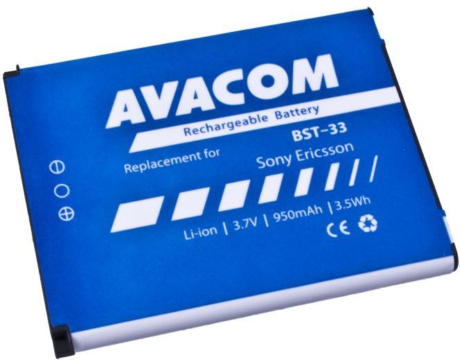 AVACOM BATTERY FOR MOBILE PHONE SONY ERICSSON K550I, K800, W900I LI-ION 3,7V 950MAH (REPLACEMENT BST-33) akumulators, baterija mobilajam telefonam
