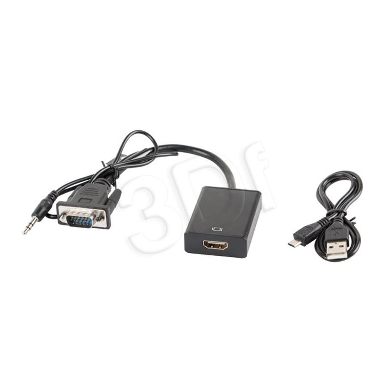 Lanberg adapter VGA(F) + audio 3.5mm -> HDMI(M) 20cm kabelis, vads