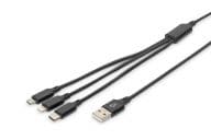 DIGITUS Cable 3-in-1 Cable USB-A to Lighning/MicroUSB/USB-C kabelis, vads