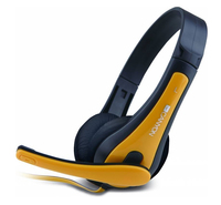 Canyon entry price PC headset, combined 3,5 plug, leather pads, Black-yellow austiņas