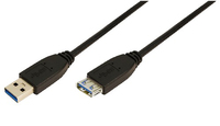 LOGILINK - Cable USB3.0 type A male to type A female, 3m, black USB kabelis