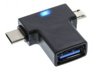 USB-Adapter - USB Typ A (W) gewinkelt bis Micro-USB Typ B, USB-C (M) adapteris