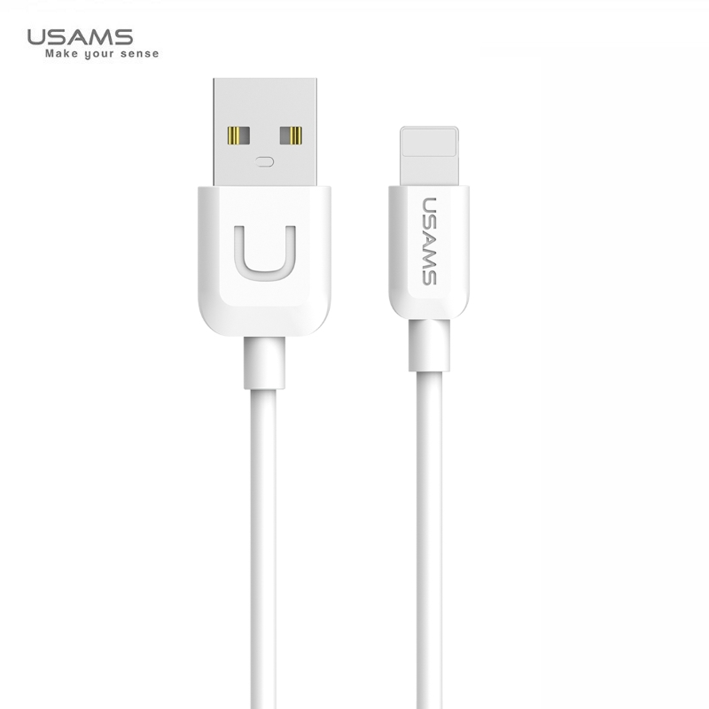 Usams U-TURN Universāls Silikona Apple Lightning (MD818ZM/A) USB Datu un Uzlādes Kabelis 1m Balts aksesuārs