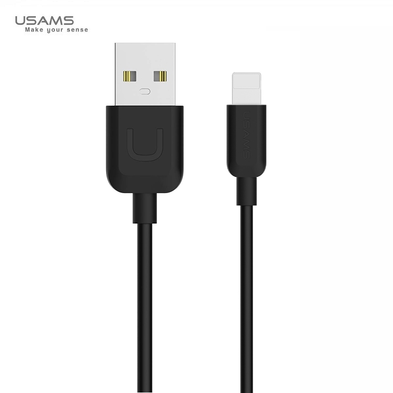 Usams U-TURN Universāls Silikona Apple Lightning (MD818ZM/A) USB Datu un Uzlādes Kabelis 1m Melns aksesuārs