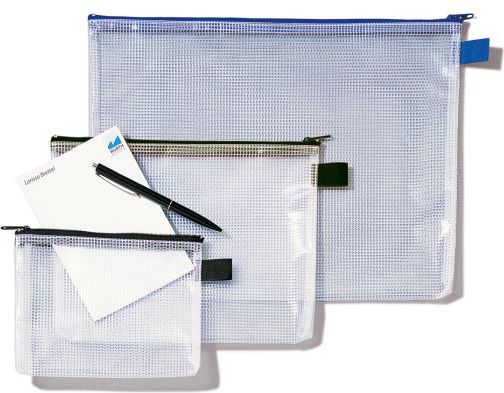 REXEL Semi-transparent Mesh Bag A4 with black zip biroja tehnikas aksesuāri