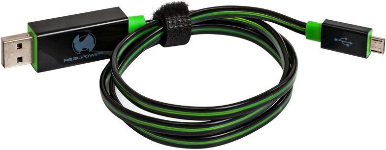 RealPower Floating micro USB Cable green USB kabelis