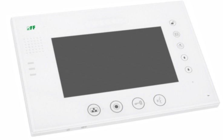 F&F Wideodomofon monitor 7 cali kolorowy z pamiecia, dotykowy, bialy, szklo MK-08F (5908312597261)