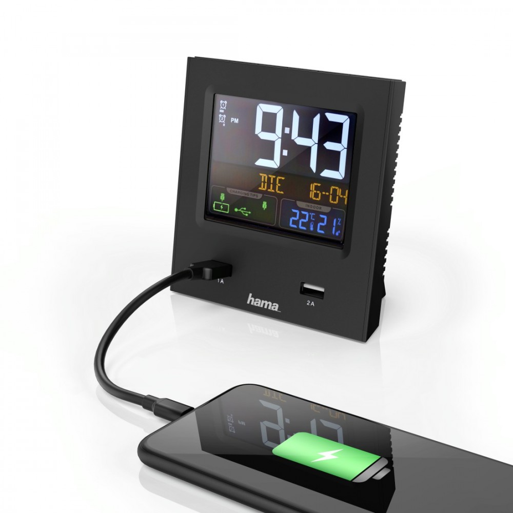 Hama Dual-USB Radio Alarm Clock with LED Colour Display and USB Charging function 4047443417121 radio, radiopulksteņi