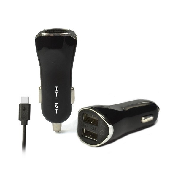 Car charger 2xUSB + USB-C 2,1A black iekārtas lādētājs