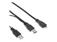 InLine 2m USB 3.0 Y-Kabel, 2x A an Micro B - black USB kabelis