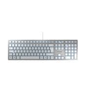 Cherry KC 6000 Slim, Standard Wired, USB, Silver, White Keyboard 4025112088636 klaviatūra