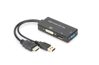 ASSMANN Adapter DisplayPort 1 na 3 HDMI+DVI+VGA kabel multimedialny 0,2m kabelis, vads