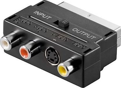 PremiumCord Adapter SCART-3x cinch + S-video s přepínačem IN / OUT