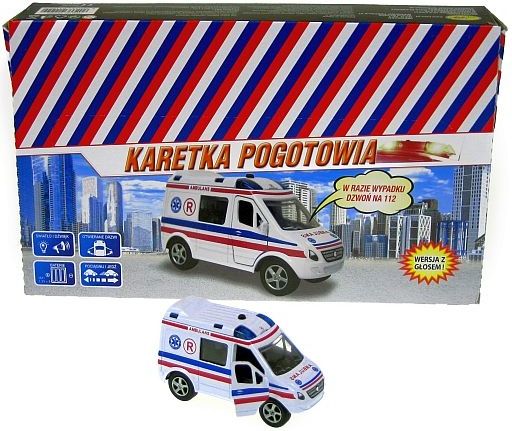 Hipo Auto Pogotowie Van 11cm z glosem (HKG090) Rotaļu auto un modeļi