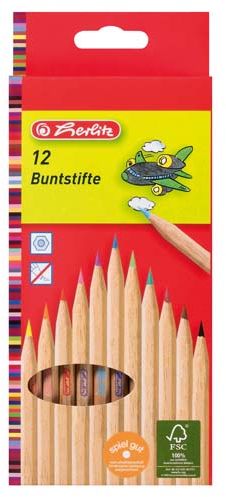 Herlitz Buntstifte 6-kant natur               12er Hangescha