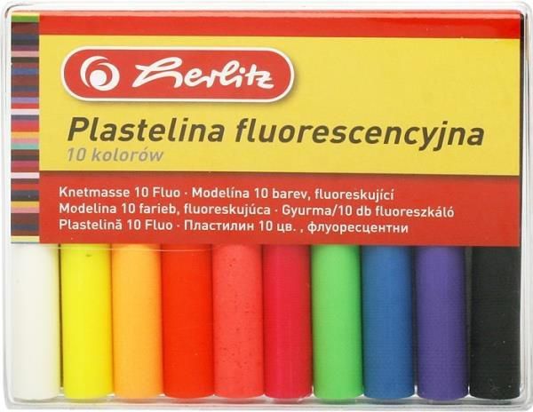 Herlitz Plastelina fluorescencyjna 10 kolorow (200281) 200281 (5901389562941) materiāli konstruktoriem